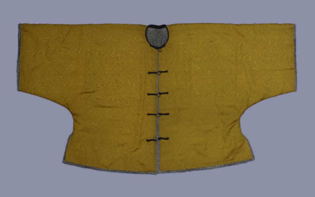 图片[1]-Bright yellow dark gourd flower spring silk grass frosted leather jacket-China Archive